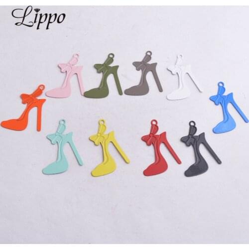 50pcs AC9590 28mm*32mm shoes Charms High-heeled Shoes Shape Articles Pendants Diy earrings Jewelry