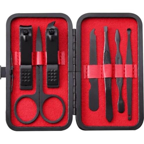 7pcs /Set Manicure Set Professional Tweezer Scissors Knife Ear Cabon Steel Manicure Nail Pedicur Clipper Tool Sets