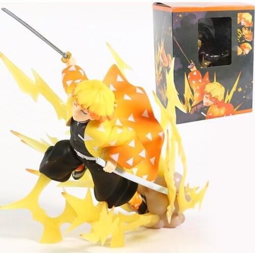 Demon Slayer Agatsuma Zenitsu Breathing Thunder Ver PVC Figure Collectible Model Toy Brinquedos Figurals