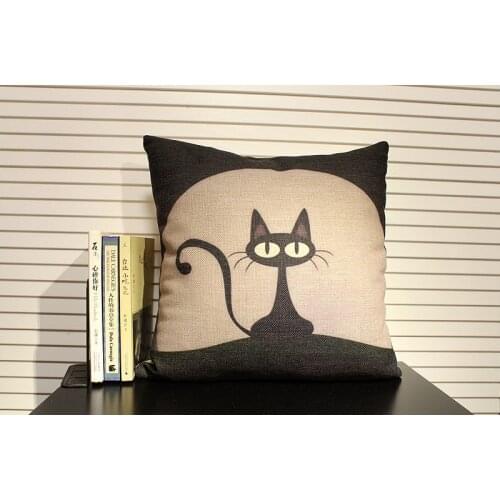 Cartoon Animal Pillow cover, Cat cushion cover LInen Pillow case home decorative sofa cushions