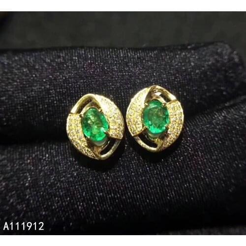 KJJEAXCMY fine jewelry natural Emerald 925 sterling silver women gemstone earrings new Ear Studs support test trendy