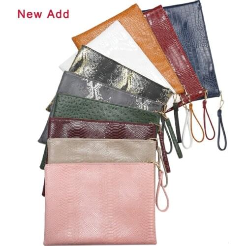 Ostrich Maroon Leather Clutch Handbag Python Women Laptop Bag For Macbook Pouch Bag With Short Wristlet