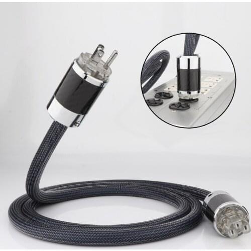Hi-End Audio Carbon fiber Rhodium plated AC US power plug OFC 4Square power cable