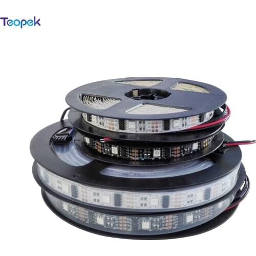 WS2801 Dream Color LED Strip DC5V 2801 IC 5050 RGB Individually Addressable Tape light 1m/3m/5m 32leds/m 12mm PCB