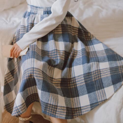 Autumn Winter Sweet Women skirt Vintage Plaid Woolen Woven skirts High quality High waist Retro Elegant Female skirt 2020 HOT