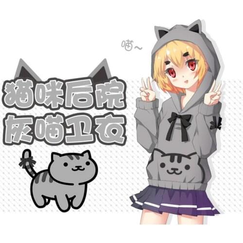 New Fashion Autumn Cartoon Cat and Fish Bones Printing Women Female Long Sleeve Knitted