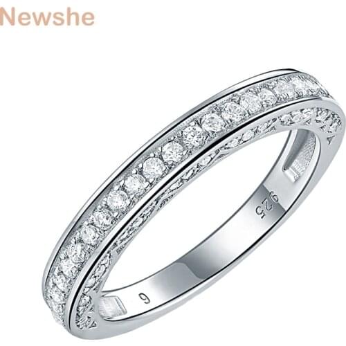 Newshe 925 Sterling Silver Straight Stackable Wedding Ring Engagement Band For Women Trendy Jewelry Size 5-12