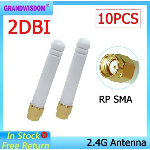 2.4 GHz WiFi Antenna 10pcs 2dBi Aerial RP-SMA Male Connector 2.4ghz antena wi fi antenne For Wireless Router Wifi Booster