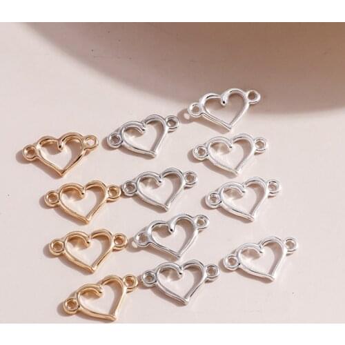 30pcs/lot 15*9mm Three Color Fashion Love Heart Charms Connector for Jewelry Making DIY Earrings Pendants Necklaces Accessories