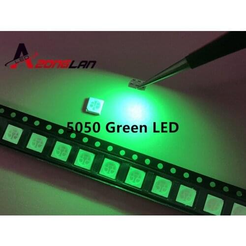 500pcs 5050 SMD Green PLCC-6 3-CHIPS 9000 MCD Ultra Bright LED High quality light-emitting diodes 5050 Green LED 5050 Diodes