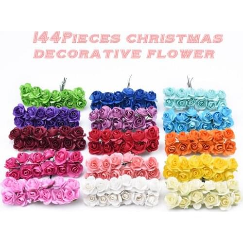 144PCS / lot Artificial Small Paper Rose Handmade Party Supplies Wedding Car Decoration Artificial Flower Christmas Gift