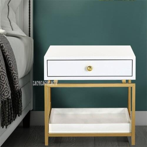 910 Bedside Cupboard Gold-Plating Nightstand Postmodern Simple Bedroom Night Table Light Luxury Baking Finish Bedside Locker