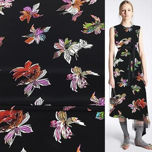 Abstract floral pure silk Crepe DE chine silk fabric 15momme 138cm width by yard,SCDC631