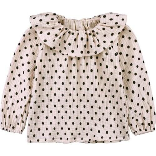 Dot blouse toddler Girls clothes cotton long sleeve shirts peter pan collar baby girls princess shirts toddler casual tops