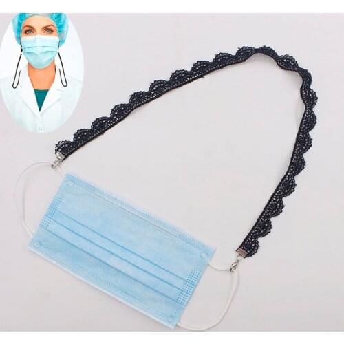 Black Hollow Lace Mask Extension For Masks Lanyard Handy&Convenient Safety Mask Rest&Ear Holder Rope Hang On Neck String
