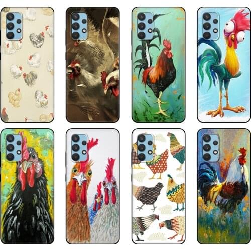 Black tpu Case For Samsung galaxy A32 A42 A52 A72 4g 5g S21 PLUS ultra back cover Chicken Big Rooster Hybrid