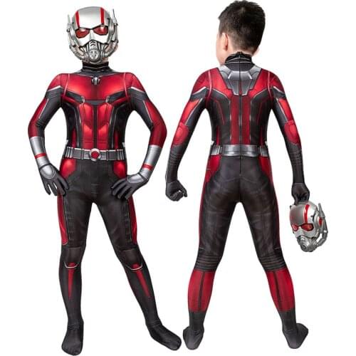 Kids Ant Boy and the Wasp Trailer 2 Scott Lang Jumpsuit Cosplay Boys Costume For Children Halloween Masquerade Party Bodysuit