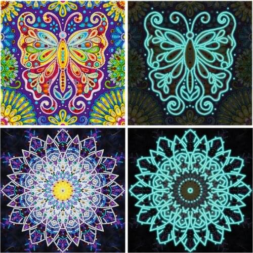 HUACAN 5D Diamond Embroidery Luminous Painting Special Shaped Cross Stitch Diamond Painting Mandala Handicraft Home Decor
