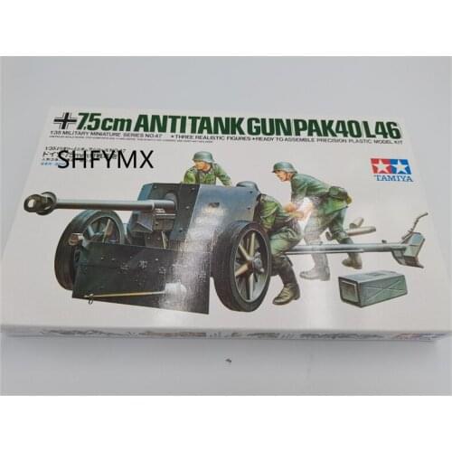 Tamiya Hobby Toys 1/35 German Antitank Gun (PAK40/L46) + Three Soldier Doll Assembly Kits For Adults Diy Or Children Kids Gift
