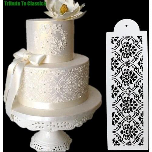 Cake Decorating Tool Damask Lace Border Cake Side Cupcake Stencil Sugarcraft Decoration Kitchen Accessories Mould Baking Tool