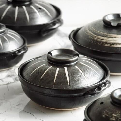 Japanese Style Clay Pot Casserole With Lid Bibimbap Soup Pot Heat Resistant Casseroles Milk Casserole Household Products DH50SG