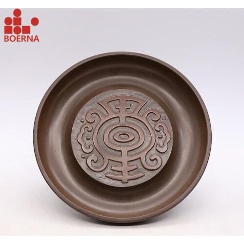 Handmade nixing Pottery tea tray Chinese double deck tea saucers tea tray for tea ceremony Heat-Insulating Tea Set Small Plate
