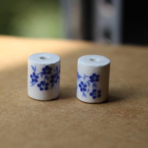 30Pcs 8mm*10mm Pipe Chinese Ceramic Beads Mult-Patterns Multi-color for jewelry Bracelet Necklace Earring making DIY Craft