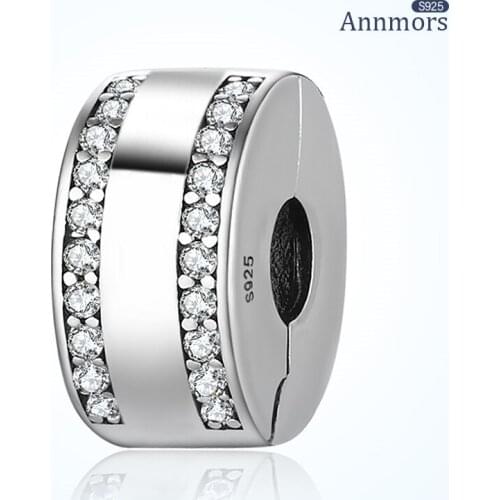 Classic Silver Zircon 925 Sterling Silver Fits Pandora Charms Bracelets for Woman Girl Beads Gifts for Women Necklace