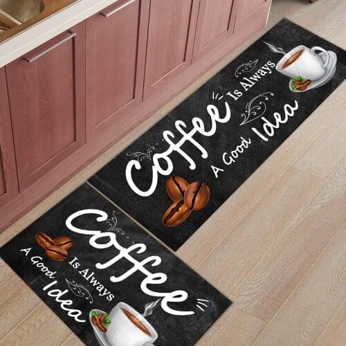 Retro Style Coffee Bean Coffee Kitchen Mat Entrance Doormat Christmas Home Decoration Living Room Carpet Bathroom Anti-slip Rug
