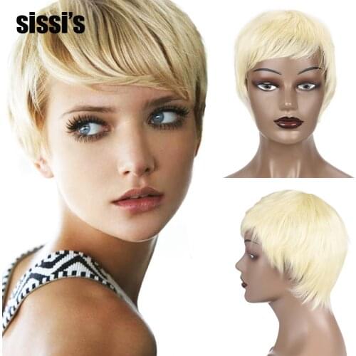 Pixie Cut Short Wigs Ombre Blond Brown Orange Colored Synthetic Hair Wigs for Black Women Cheap Short Sythetic Hair Wigs 8 Color
