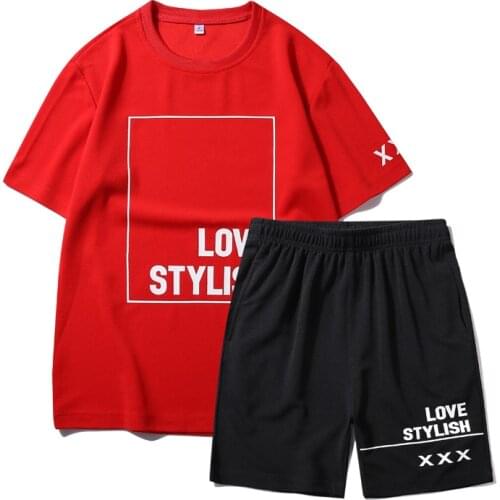 Summer Men Casual Sets Letter Printing O-Neck Male Jogger Tracksuit Short Sleeve Tshirt+Shorts 2PCS Mens Loose Sports Suit 5XL