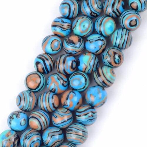 4 6 8 10 12mm Round Peacock Blue Striped Agates Stone Spacer Beads For Diy Jewelry Bracelet Making Beads Jewellery Accessories