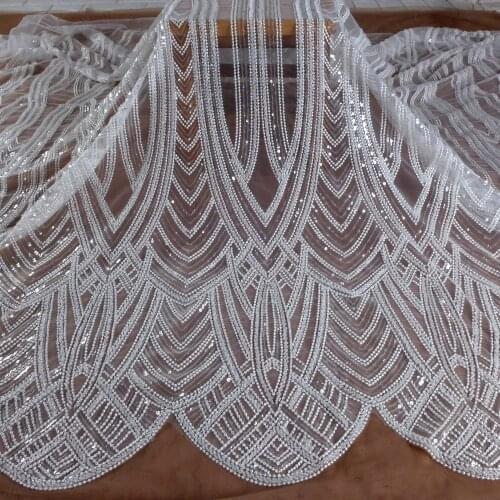 La Belleza 2021beaded bridal lace,sequins beaded lace fabric,long patterns lace fabric 51'' width 1 yard