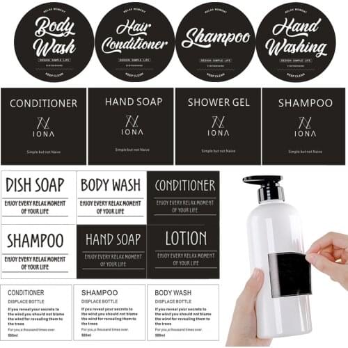 4/6pcs Soap Bottles Label Sticker Waterproof Soap Dispenser Stickers Removable Shampoo Body Wash Conditioner Labels Customized