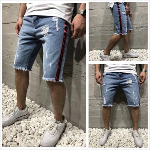 2021 Newest Hot Fashion Tear Hole Denim Jean Mens Distressed Rip Colored Jean Short Pant Denim Ripped Shorts Summer Clothes