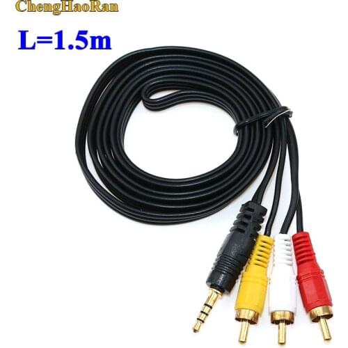 3.5mm Jack Plug Male to 3 RCA Adapter AUX Cables 3.5 to RCA Male Audio Video AV Cable Wire Cord for Hi-Fi Stereo 1.5M