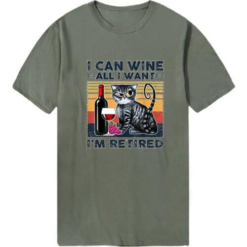 Drink Cats Harajuku Mans T-shirts Short Sleeve O-Neck 2020 Tshirts Military Vintage Male Cosplay Tees Tops Camiseta Homme