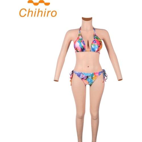 Full Silicone/Cotton Bodysuit Realistic D Cup Breast Forms Fake Vagina for Male to Female Transgender Crossdresser With Arms 4G