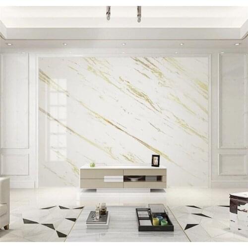 Xuesu Custom 8D waterproof wall cloth wallpaper gold silk white marble grain large board TV background wall