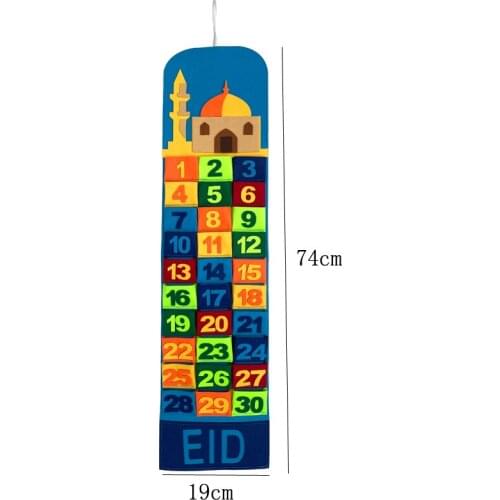 Ramadan Felt Ramadan Eid Mubarak Kareem Wall Hanging Numbered Countdown Timetable Calendars Home Party Decoration