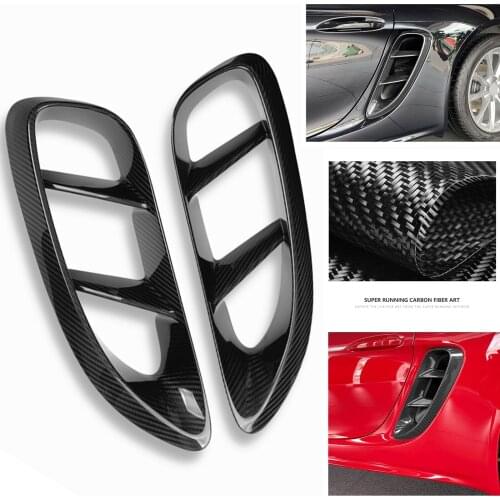 For Porsche 718 Boxster Cayman 2016-2018 Carbon Fiber Exterior Fender Bumper Outlet Grille Trim Car Side Air Vent Intake Cover