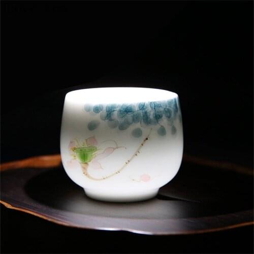 Hand-painted ceramic teacup master cup Dehua white porcelain Kungfu teacup single cup handmade personalized household items
