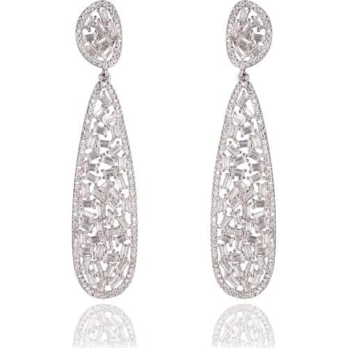 GrayBirds Exaggerated Ornate Long Water Drop Shaped Earrings For Wedding Girls High Quality Luxury Jewelry AAA CZ MLE117