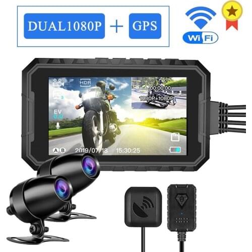 Motorcycle Camera HD 1080P Dual Lens Motorbike Bike Video Recorder Waterproof Night Vision GPS Wifi Dash Cam