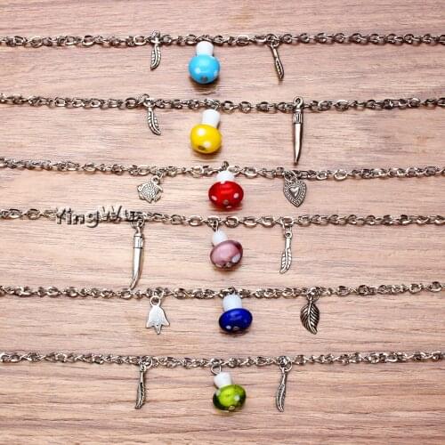 Yingwu Vintage Charm Bracelet Glass Beads Bracelet Women Jewelry Multi Alloy Pendant Chain Bracelet