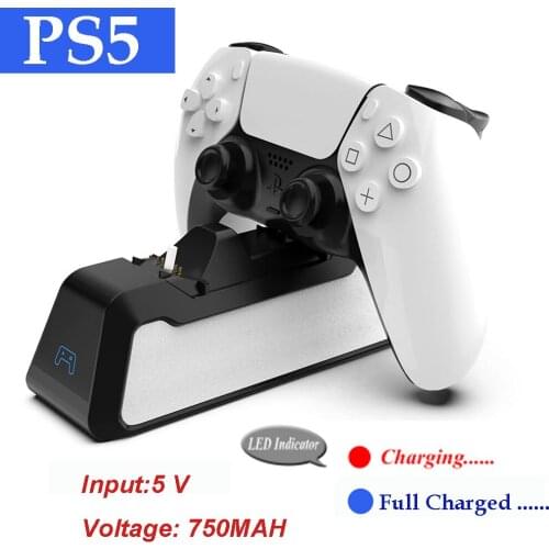 1pc PS5 Dual USB Handle Fast 5V 720MAH Charging Dock Station Stand Charger for Play Station 5 Game Controller Joypad Joystick