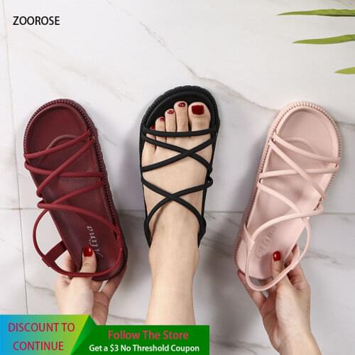 2021 summer shose for woman new out-wearing sandals Roman style student flat sandals middle heel fashion lazy womens slipper