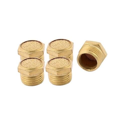 1/2BSP Male Thread Brass Air Pneumatic Noise Reduce Filter Exhaust Muffler 5Pcs