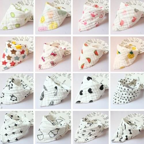【8 layers 】Cotton Triangle Baby Bibs&Burp Cloths Bandana Bib Colorful Infant Boys Girls Comfortable Waterproof Bib Bandanas
