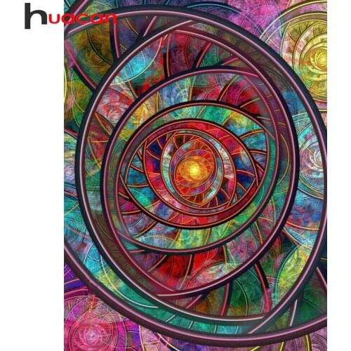 Huacan 5d Diy Diamond Painting Mandala Abstract Mosaic Flower Fantasy Embroidery Diamond Art Wall Decor